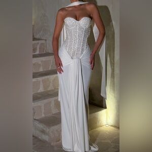 Sophisticated White Beaded Wedding Dress